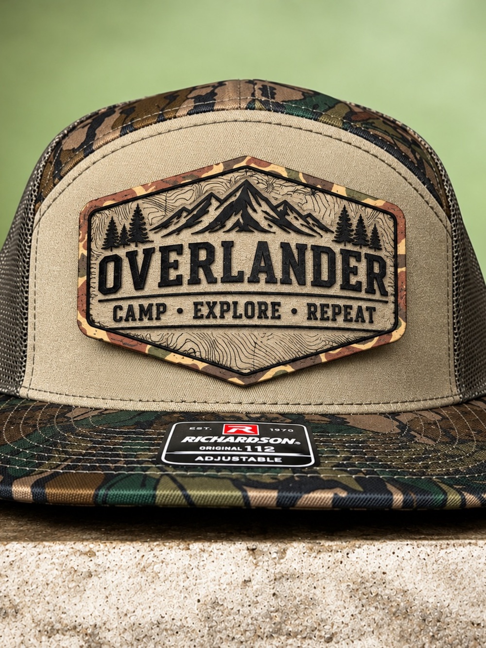 Richardson Overlander Camouflage Trucker Hat - Tan & Green